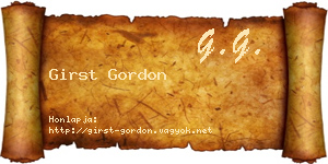 Girst Gordon névjegykártya